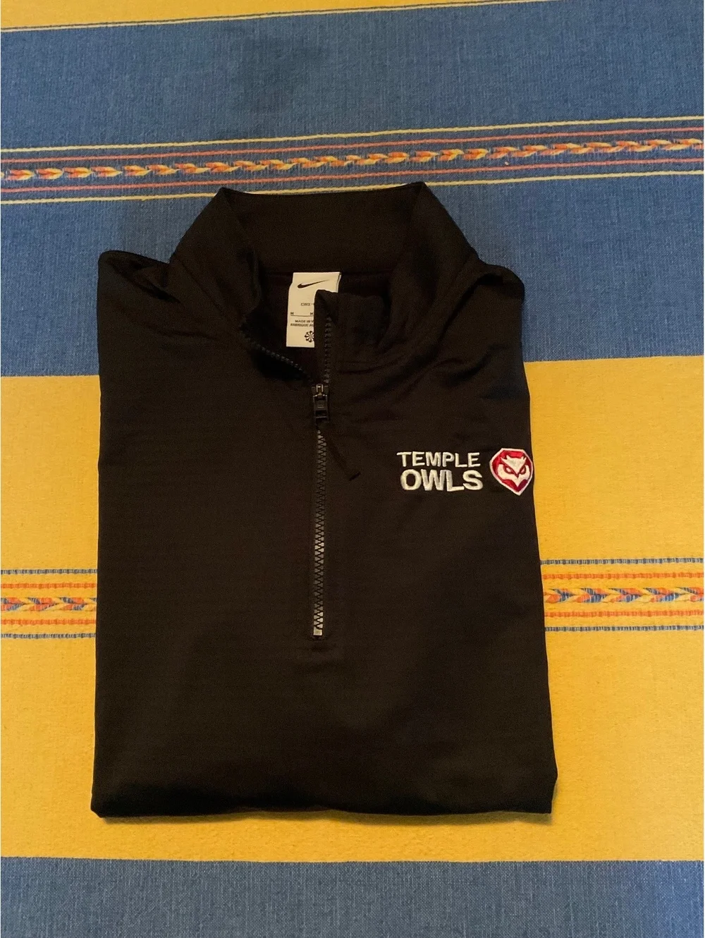 Nike 1/4 Zip Black Temple Owls Long Sleeve Dri - Fit Med